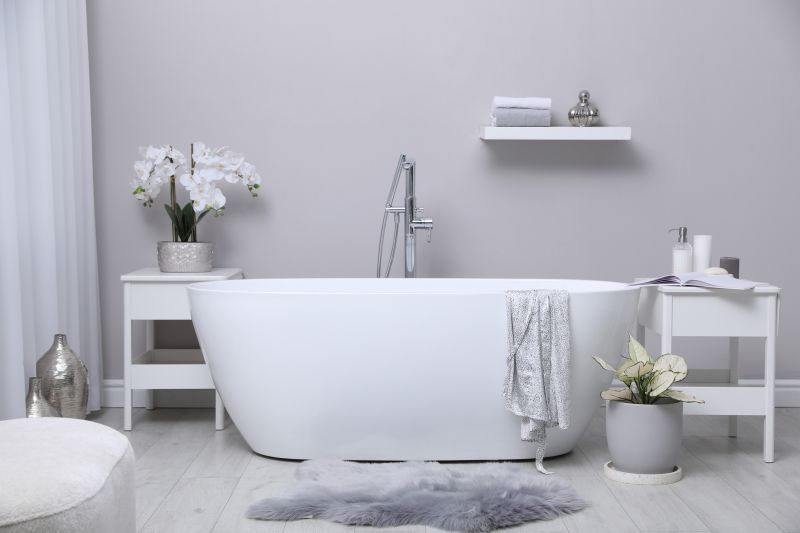Modern bathroom featuring a freestanding tub