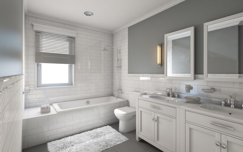 Contemporary bathroom with large-format tiles